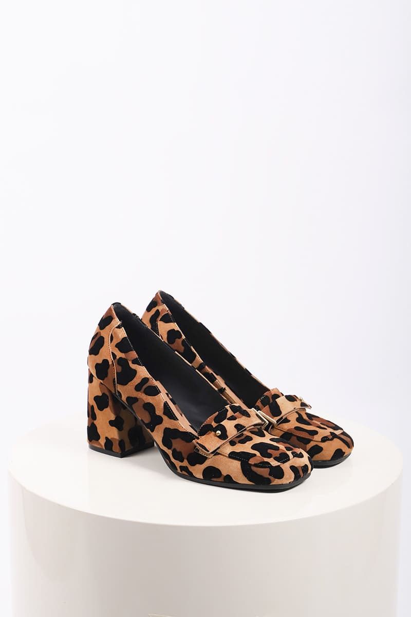 Mocassino Animalier con Tacco