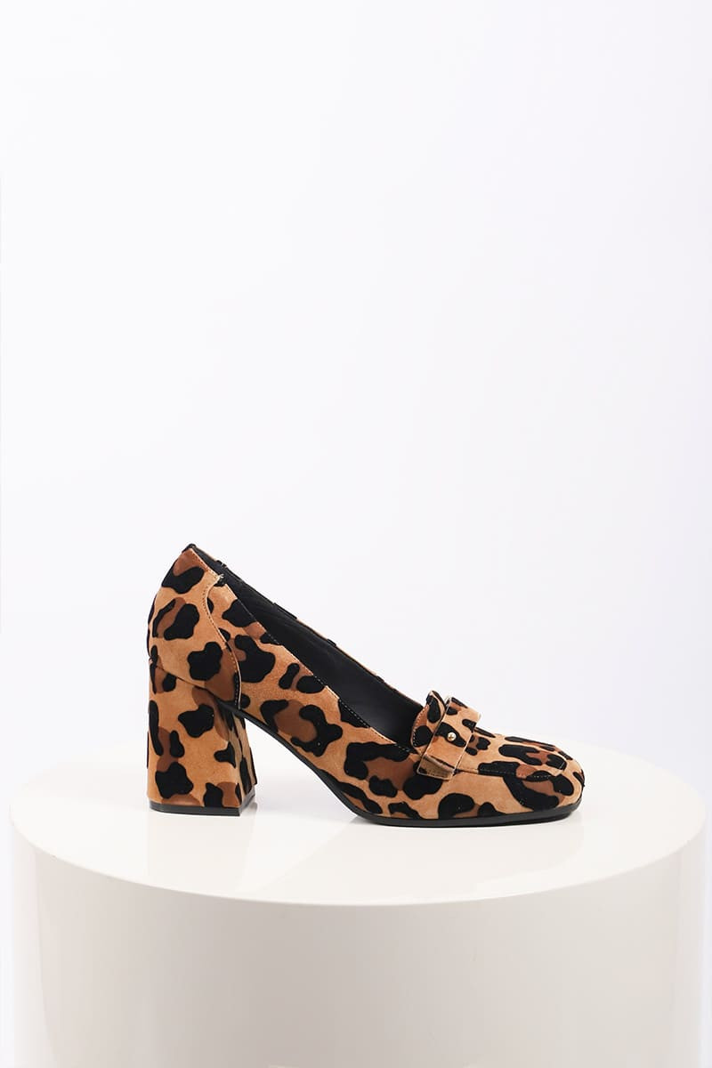 Mocassino Animalier con Tacco