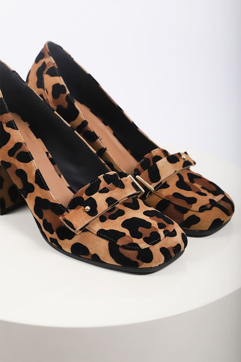 Mocassino Animalier con Tacco