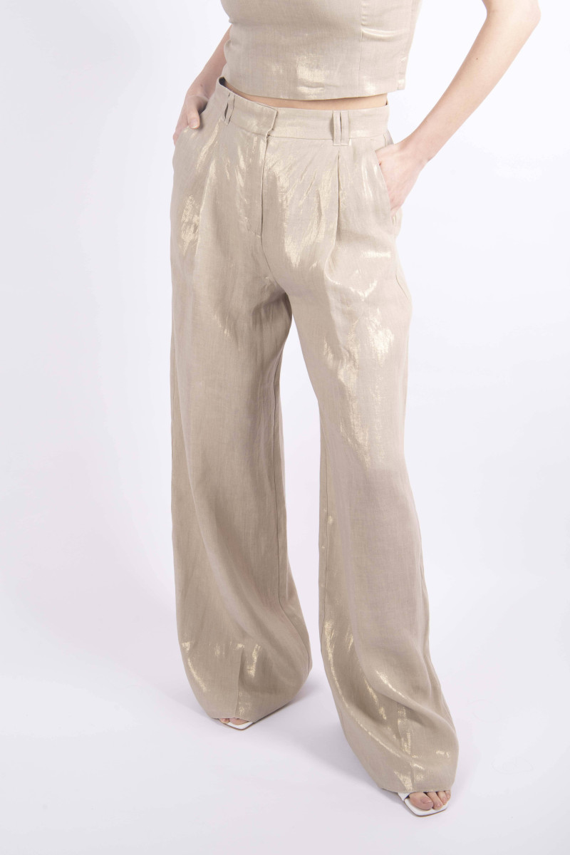 Pantalone dritto in lino donna