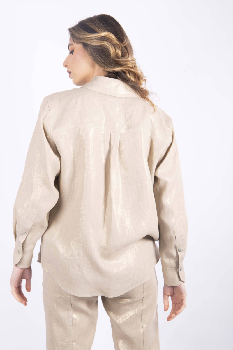 Woman laminated linen shirt