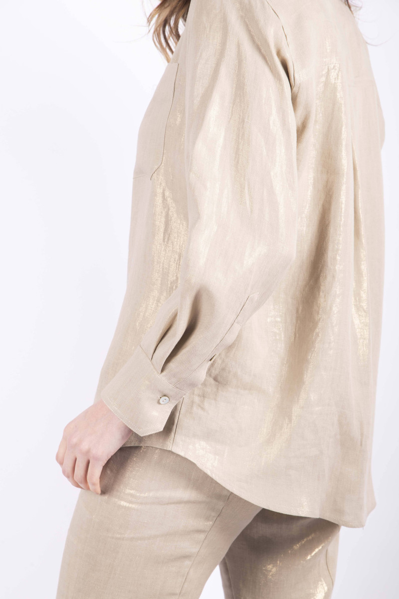 Woman laminated linen shirt