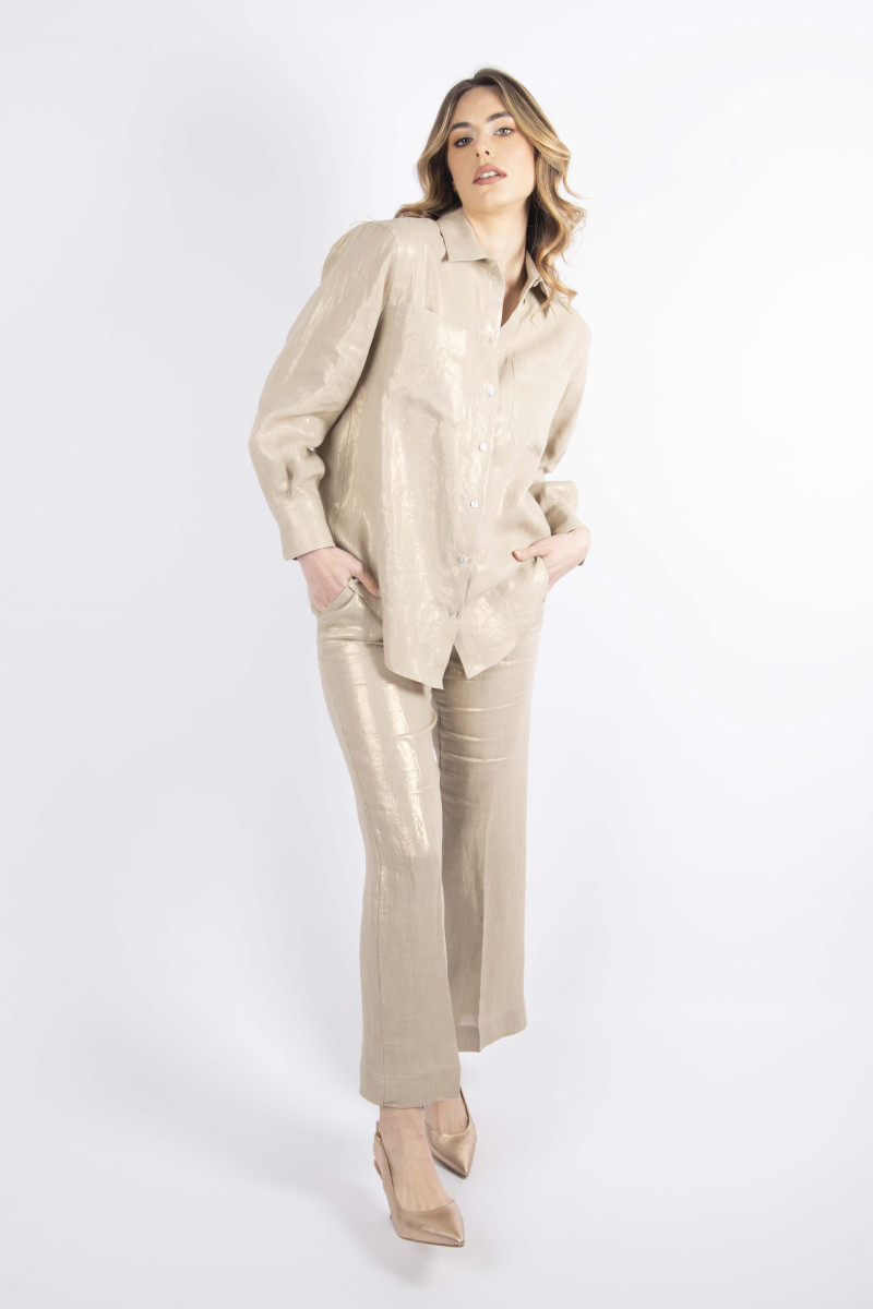 Woman laminated linen shirt