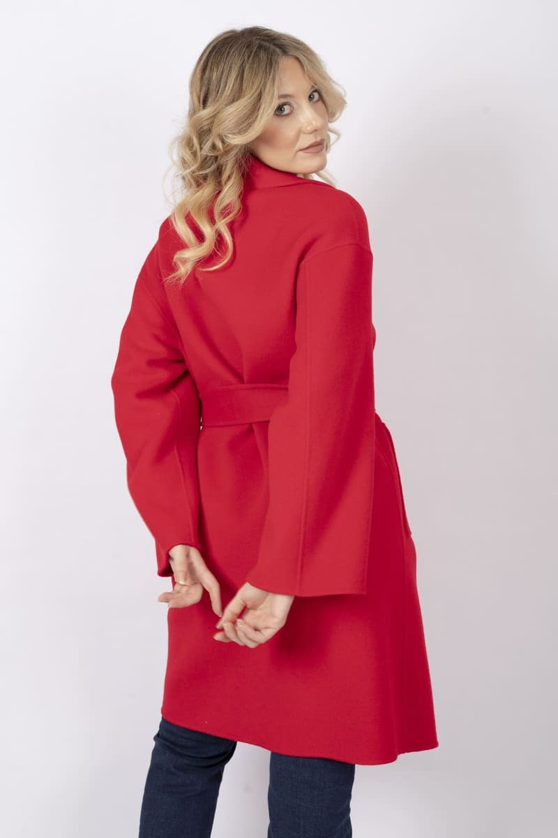 Cappotto Marna con cintura rossa