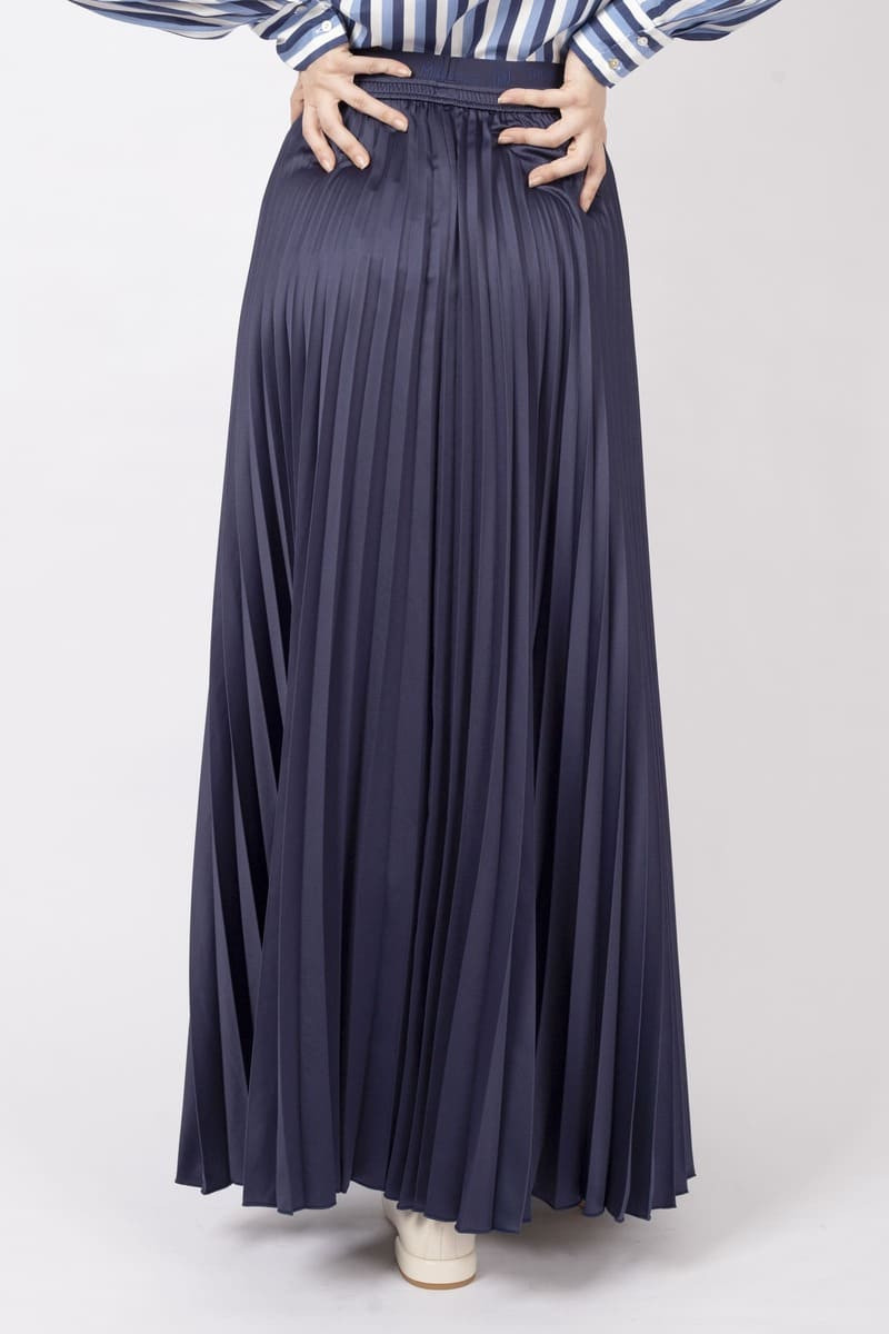 Agente blue pleated midi skirt