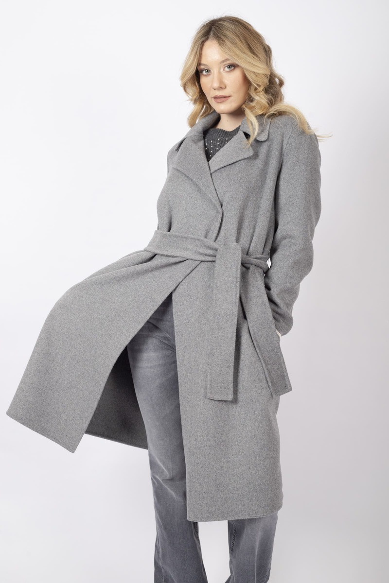 Cappotto Rancio con cintura grigio