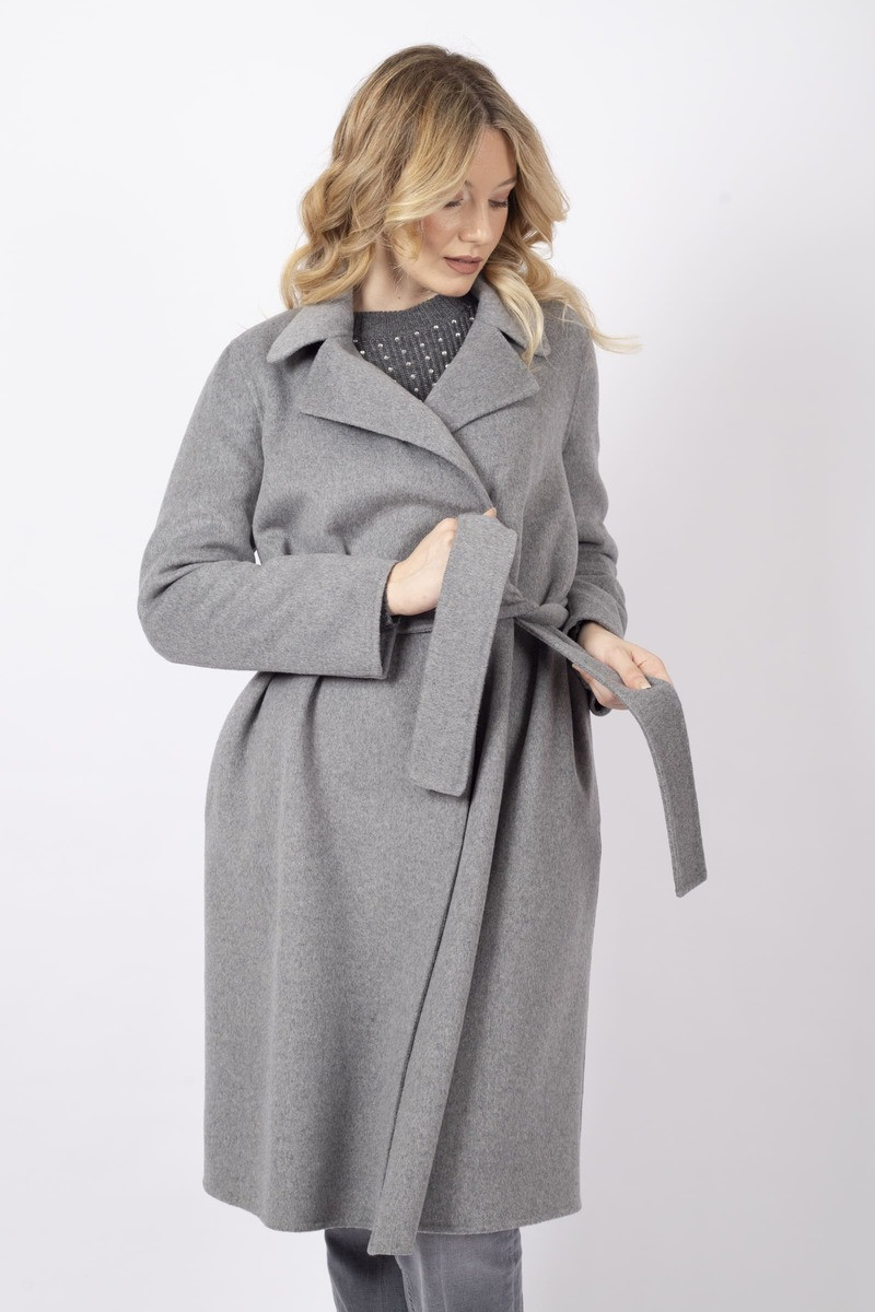 Cappotto Rancio con cintura grigio