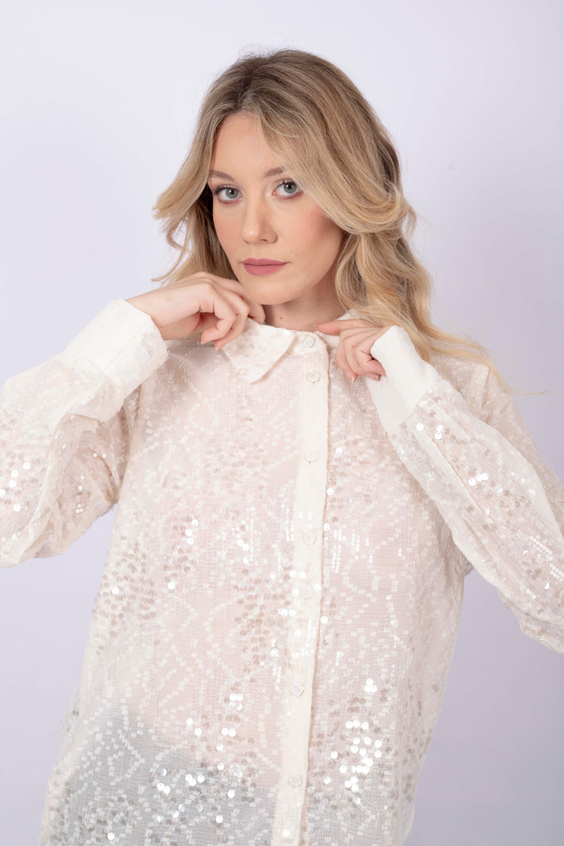 Butter-colored sequin shirt