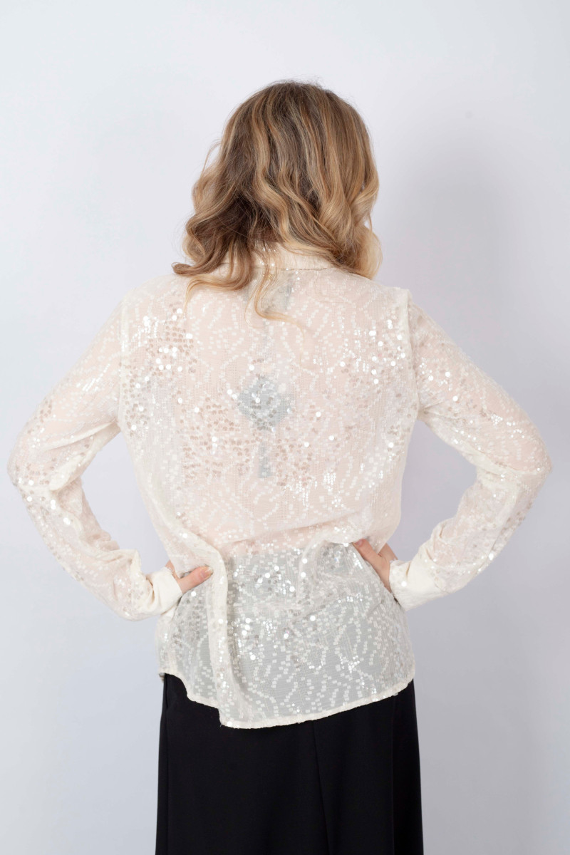 Camicia con paillettes burro