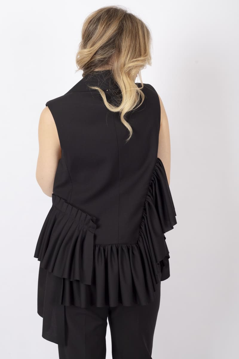 Black ruffle gilet