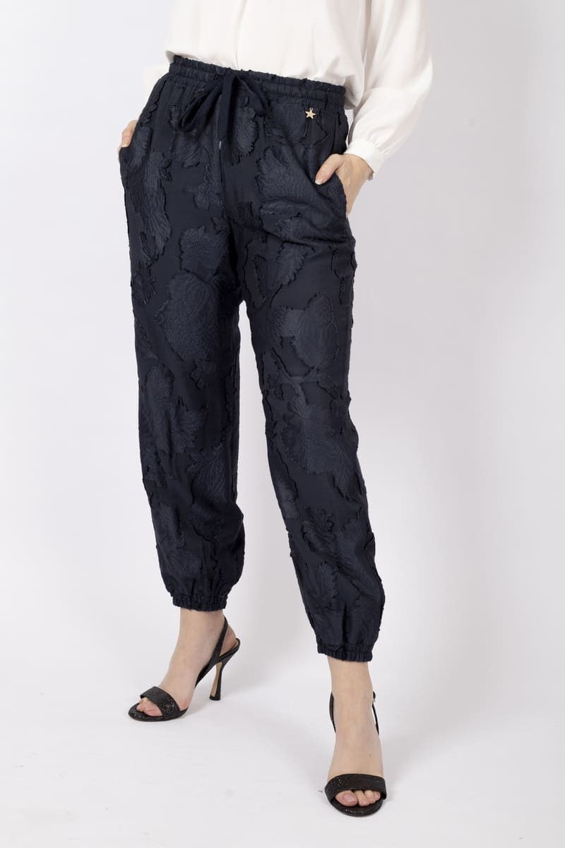 Blue jacquard pants