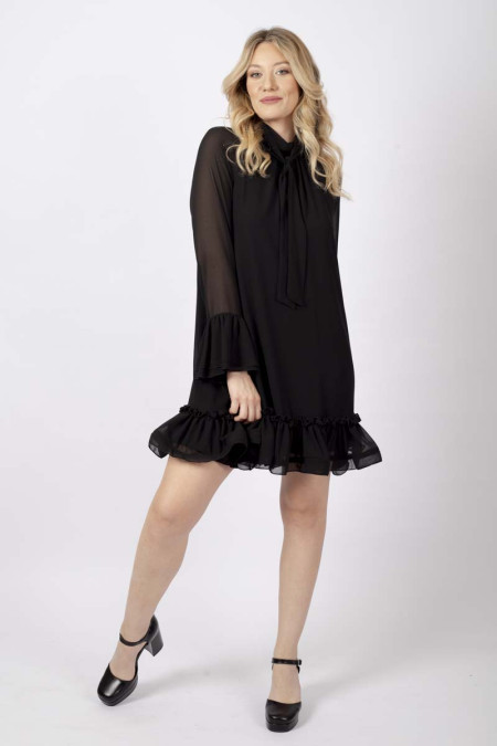 Black ruffle dress