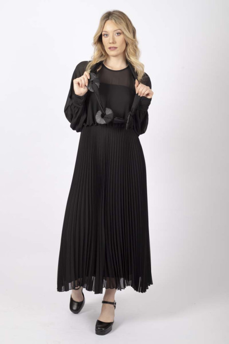 Black pleated dress