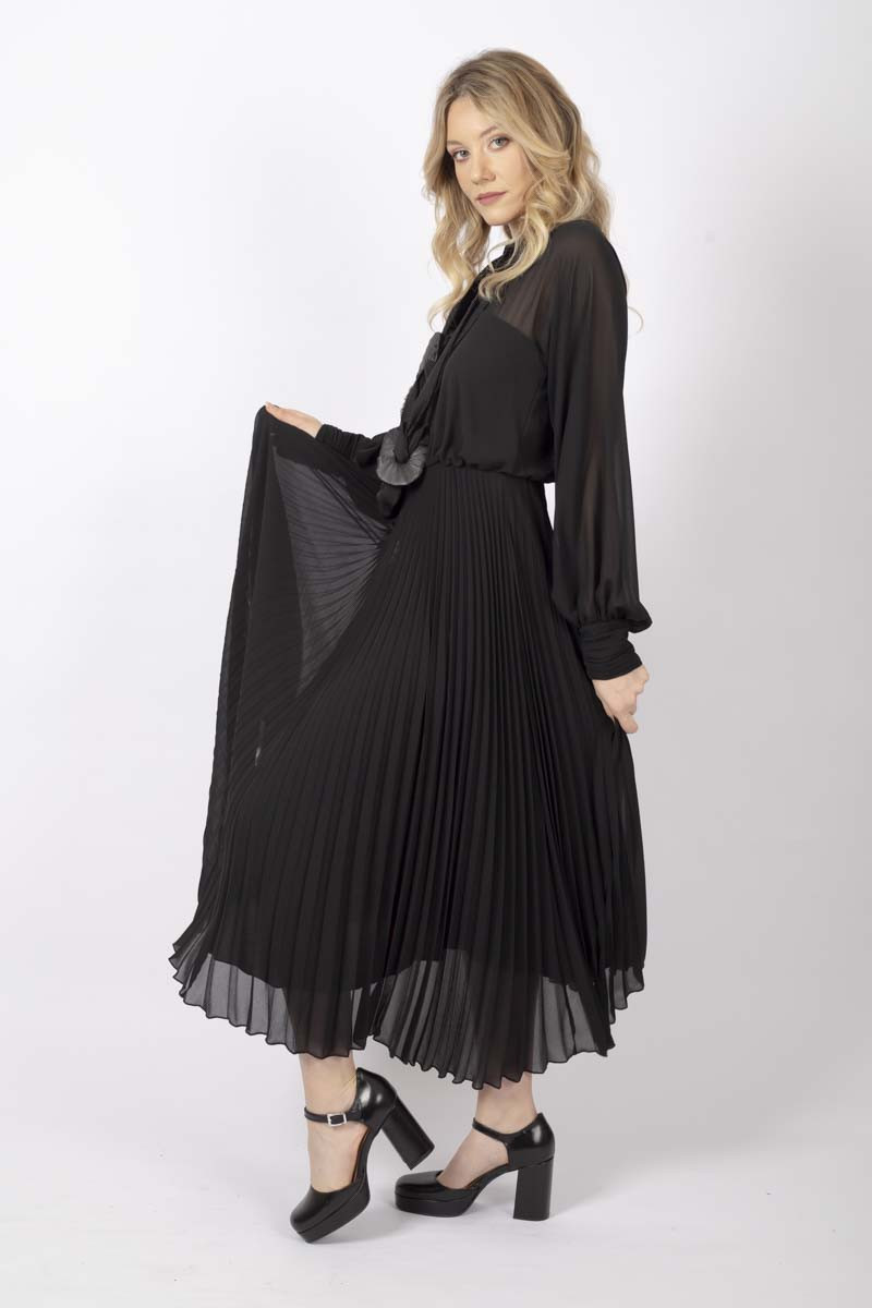 Black pleated dress