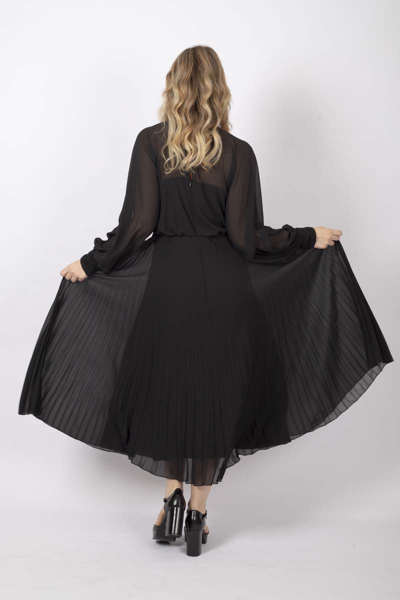 Black pleated dress