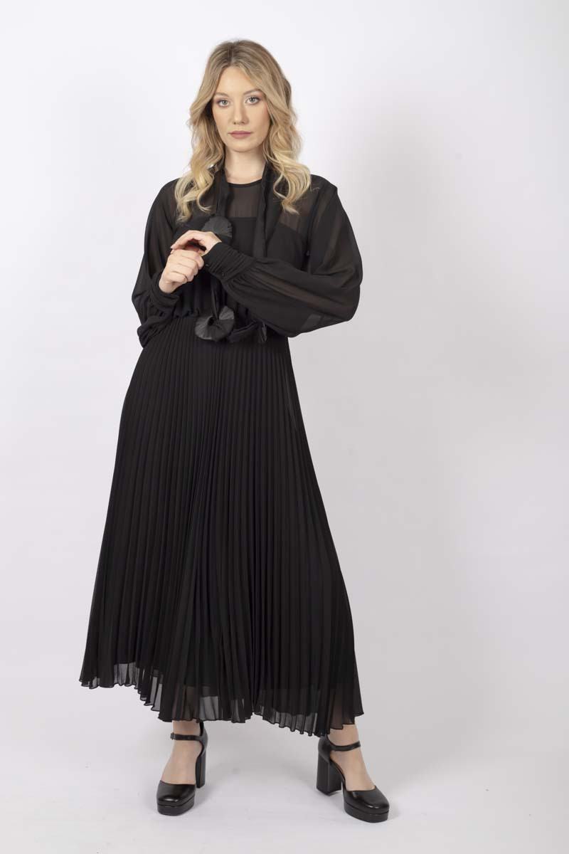 Black pleated dress