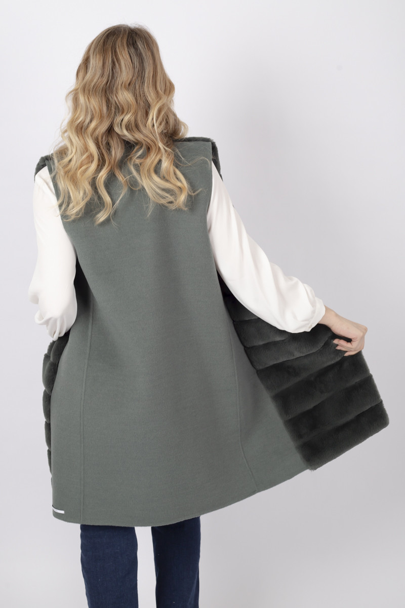 Gilet Pianosa con pelliccia verde