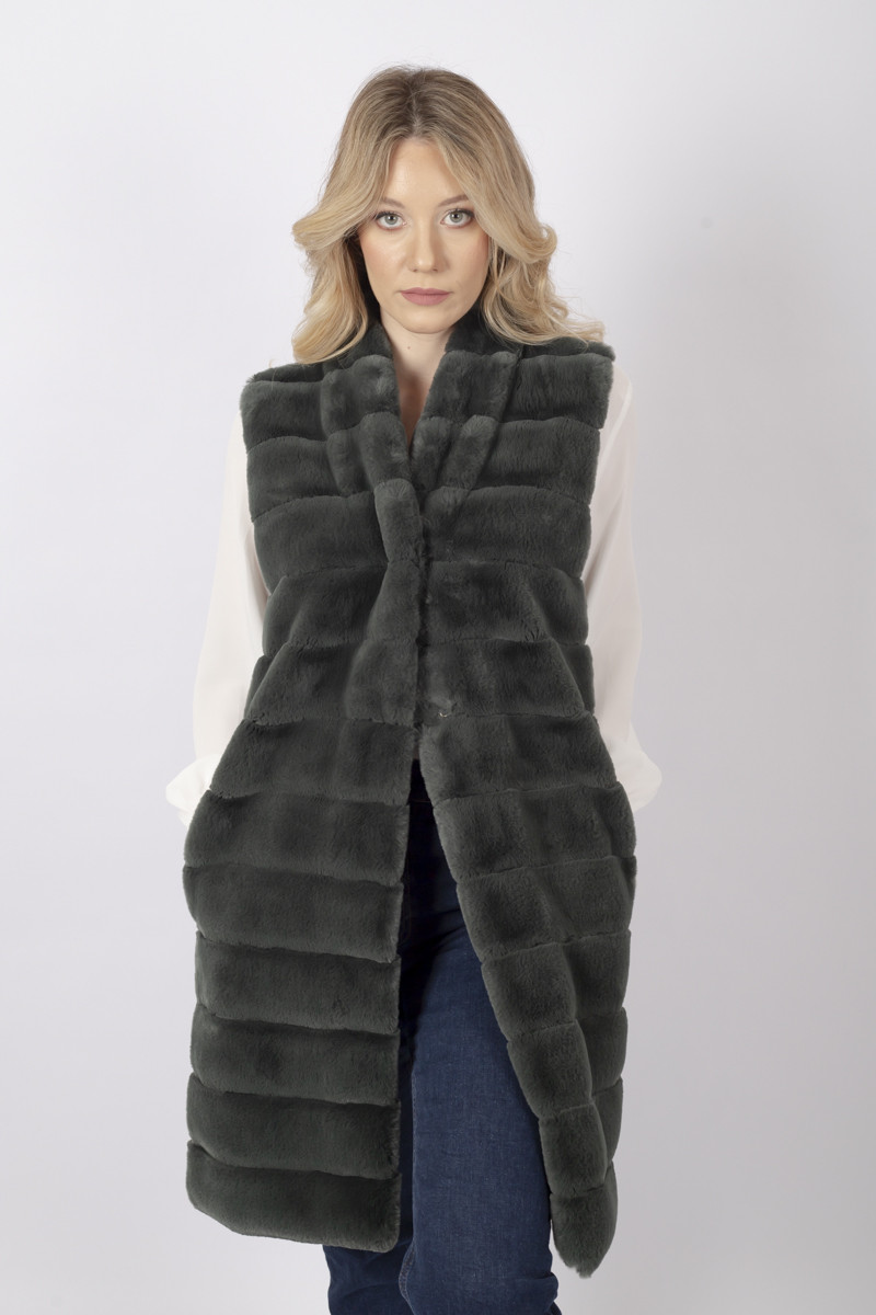 Gilet Pianosa con pelliccia verde