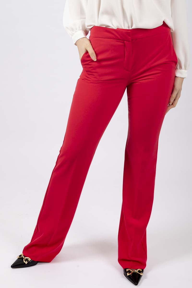 Nigella red straight-leg trousers