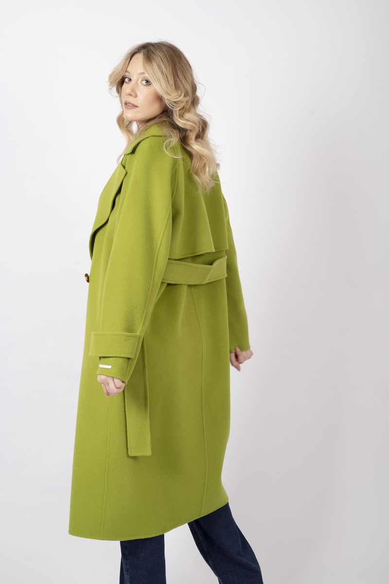 Cappotto Arley in double di lana pistacchio