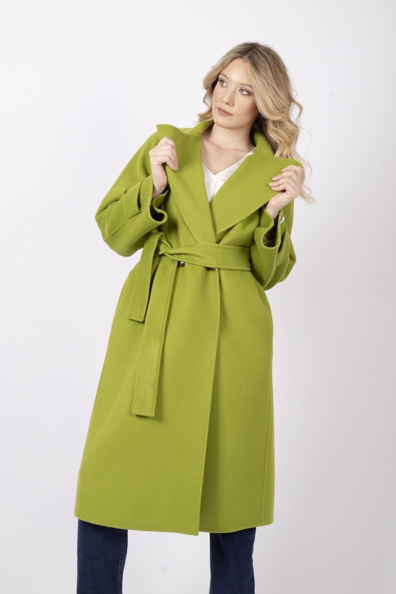 Cappotto Arley in double di lana pistacchio