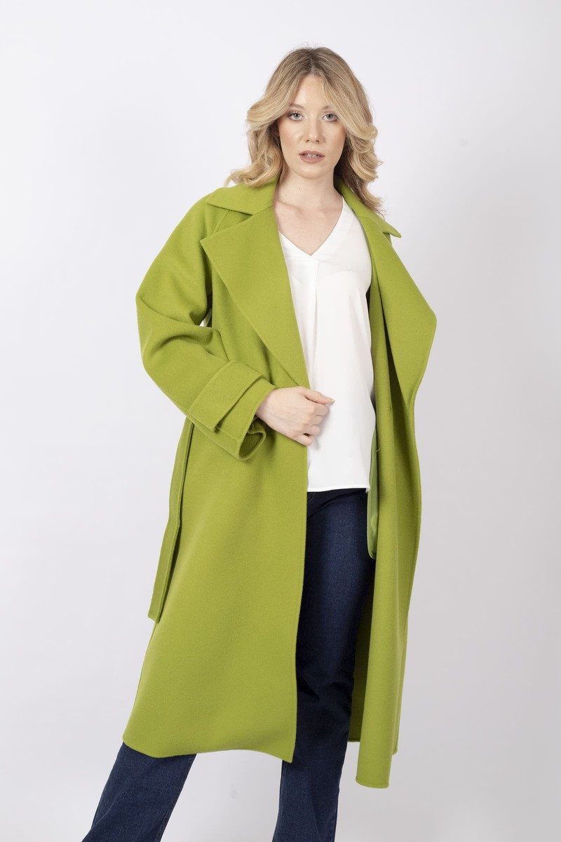 Cappotto Arley in double di lana pistacchio