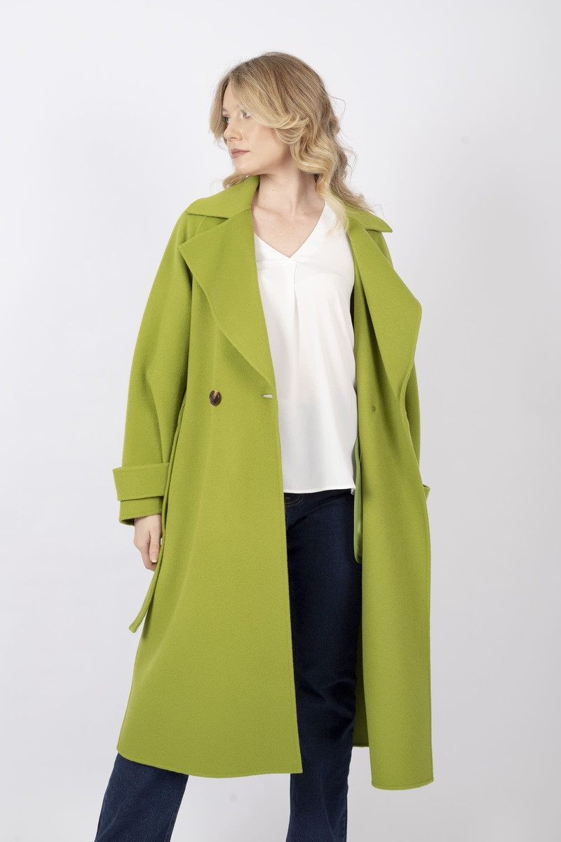 Cappotto Arley in double di lana pistacchio