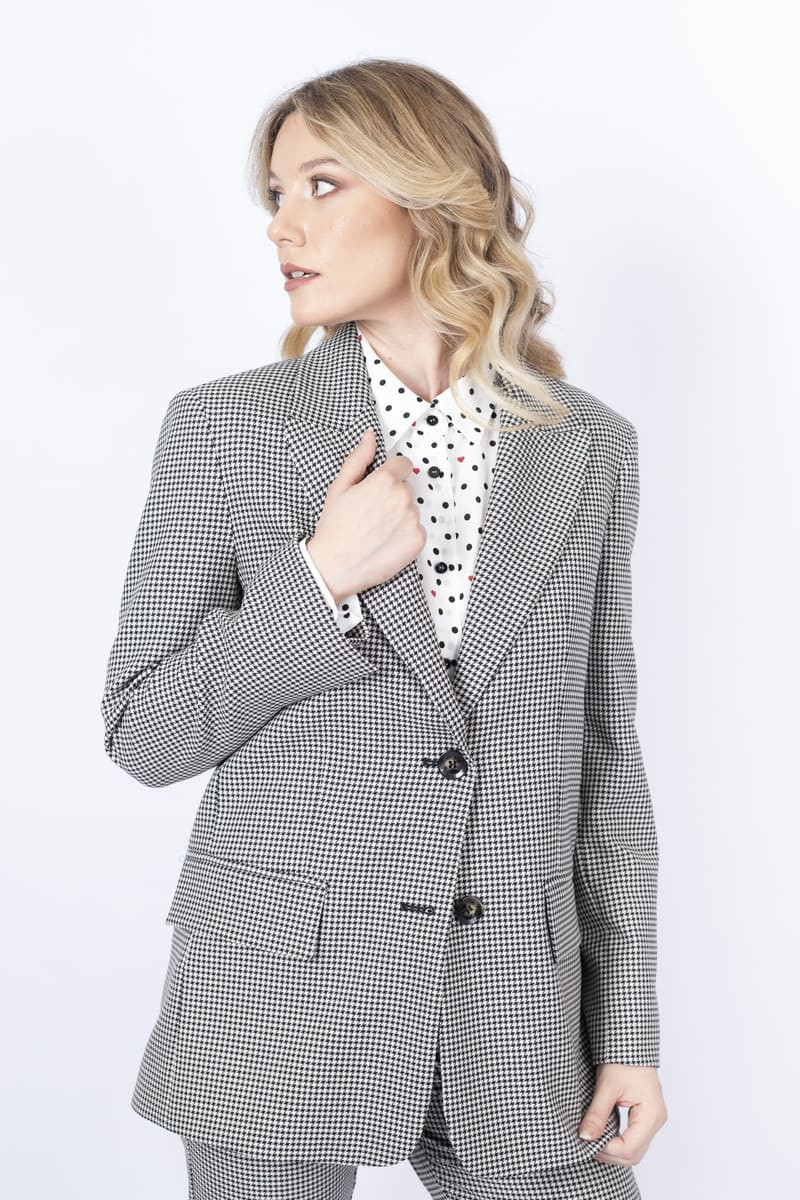 Messi straight houndstooth blazer