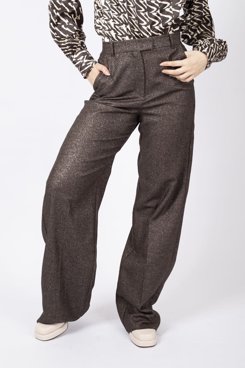 Ecuador brown trousers with lurex