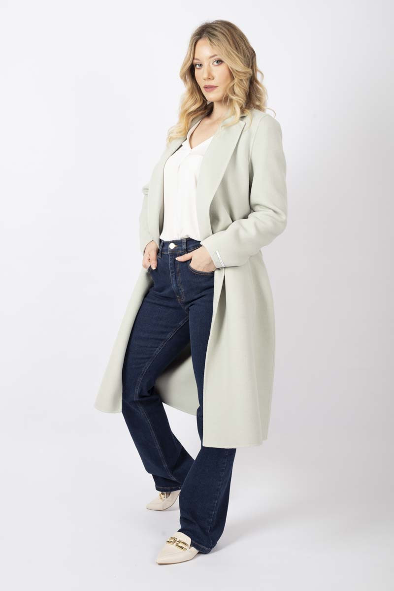 Cappotto Xeno con cintura salvia