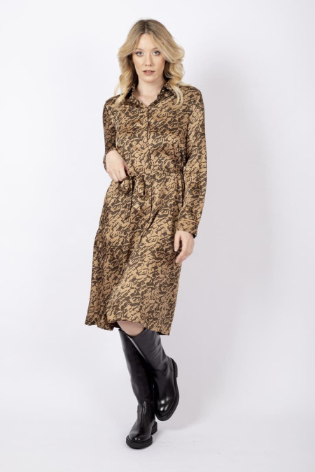 Avila camel shirt dress