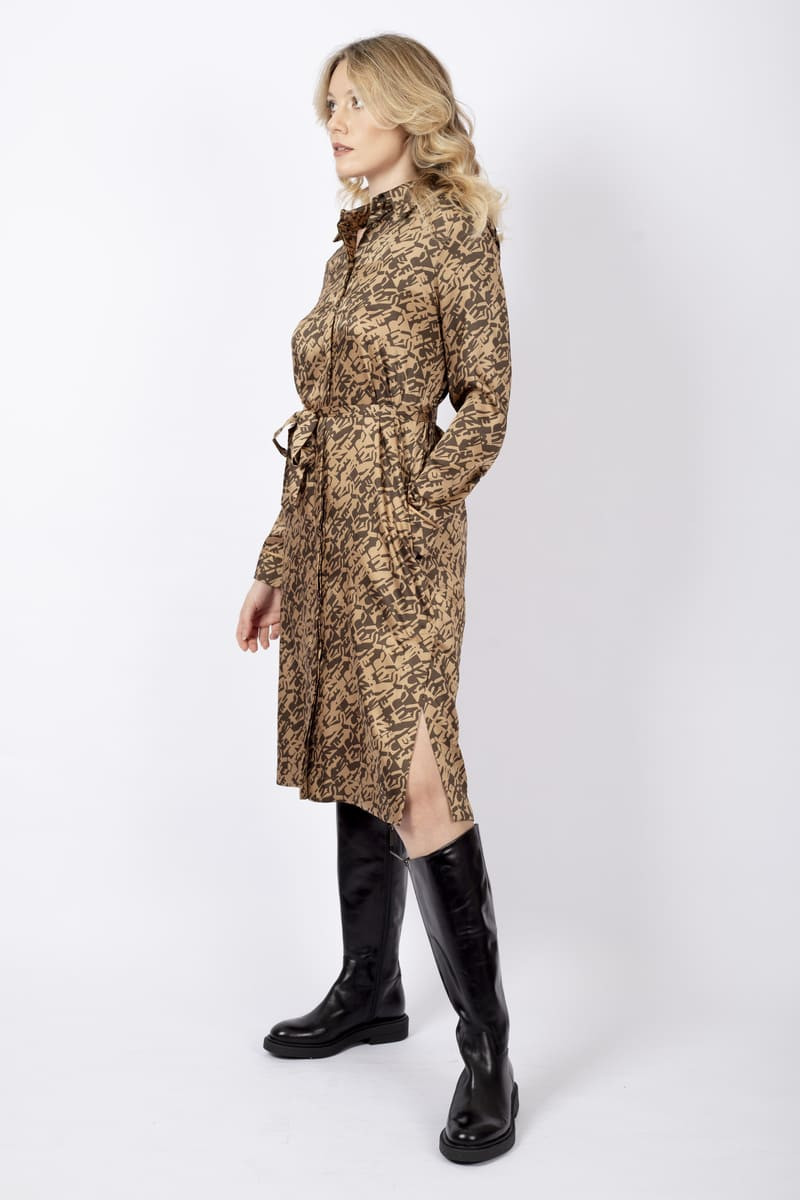 Avila camel shirt dress