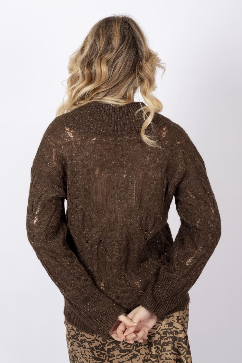 Anzio brown cable-knit sweater