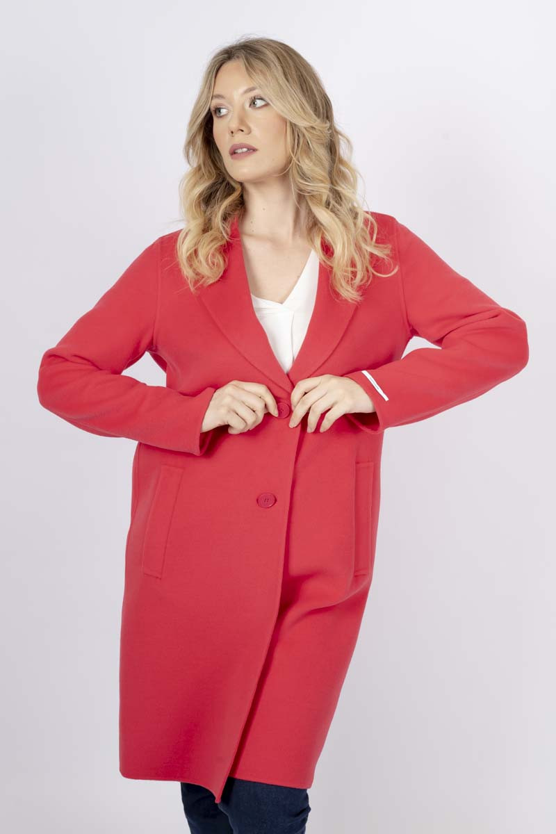 Frine single-breasted coral coat