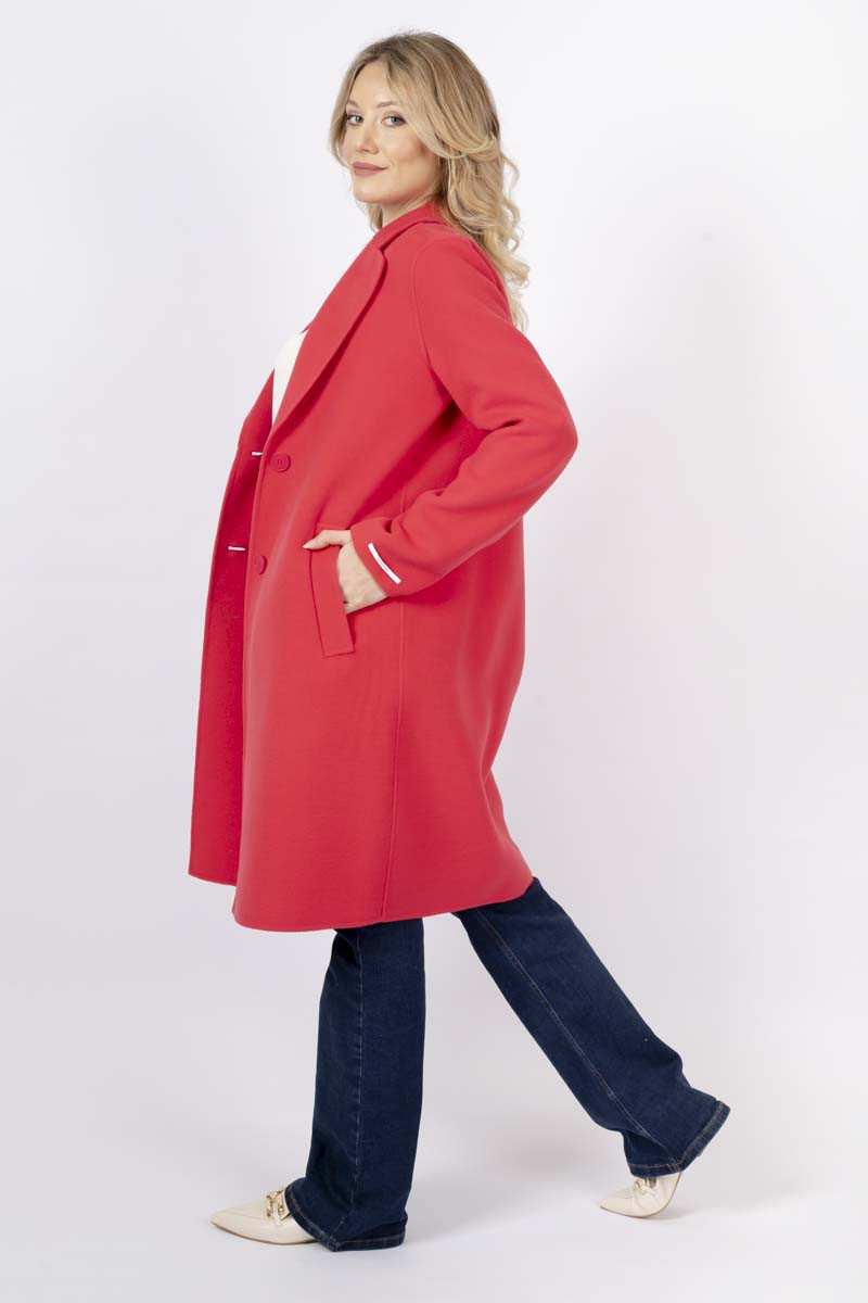 Frine single-breasted coral coat