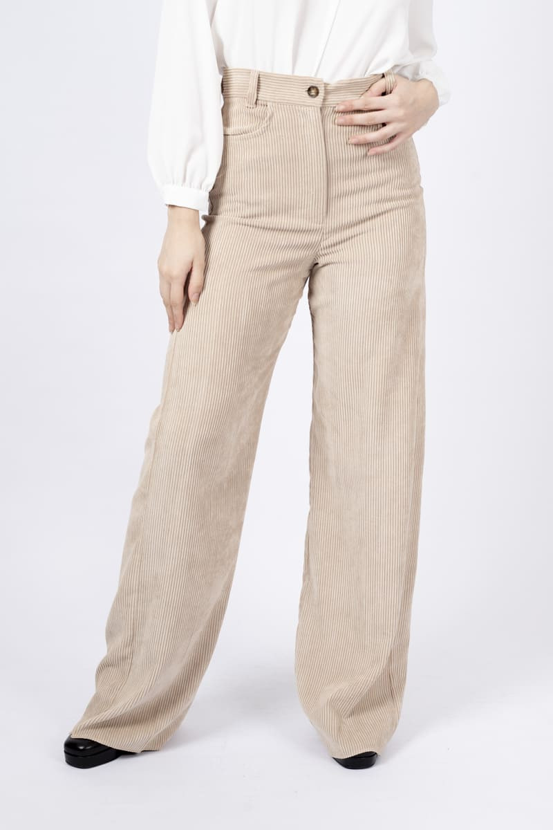 Group wide leg camel trousers