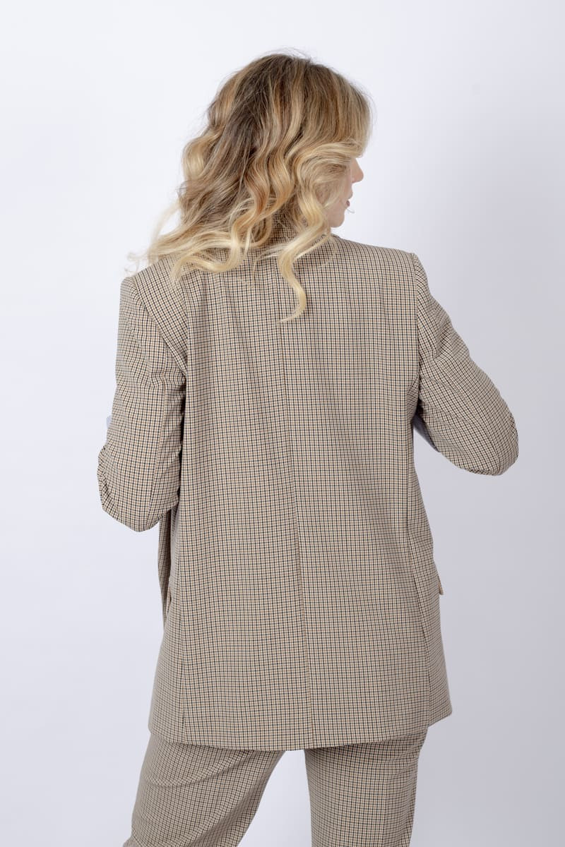 Mirna checkered camel blazer