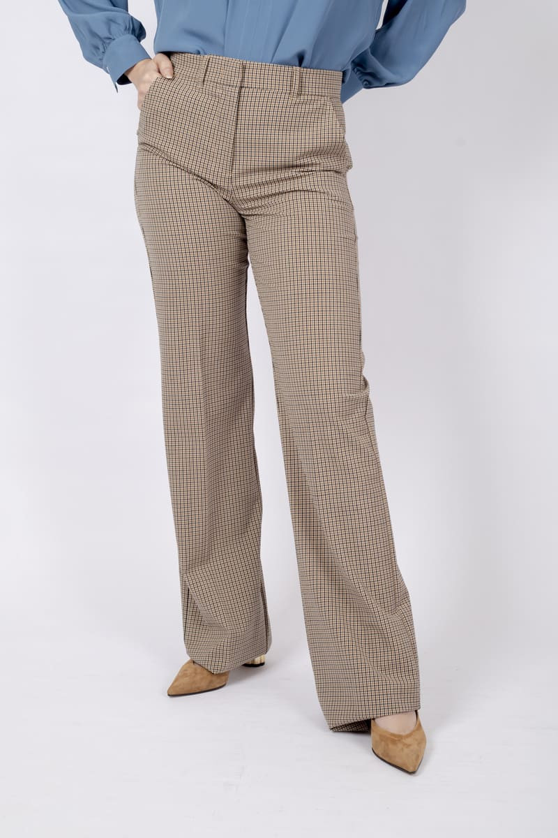 Pantalone Clarion a quadretti cammello marella diemme company shop