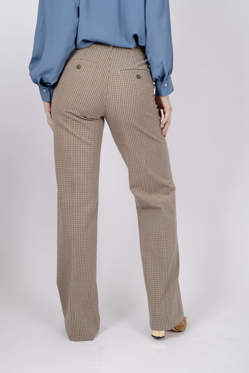 Pantalone Clarion a quadretti cammello marella diemme company shop