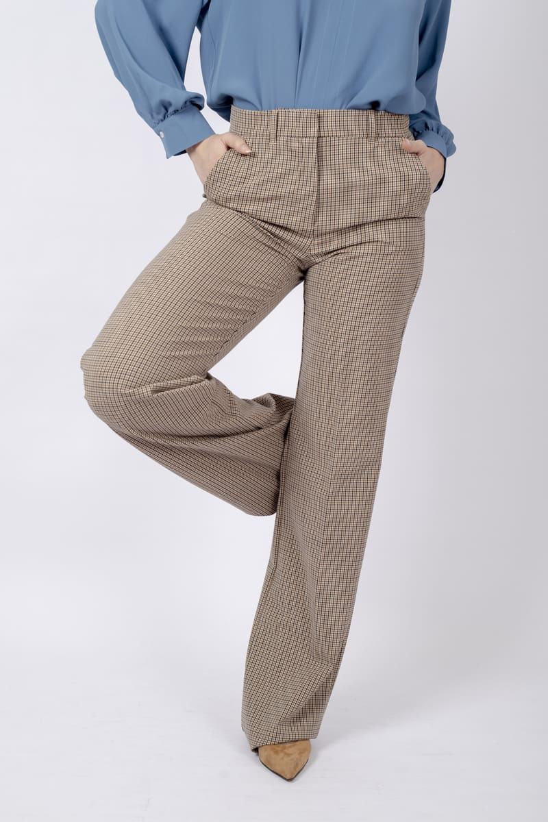 Pantalone Clarion a quadretti cammello marella diemme company shop