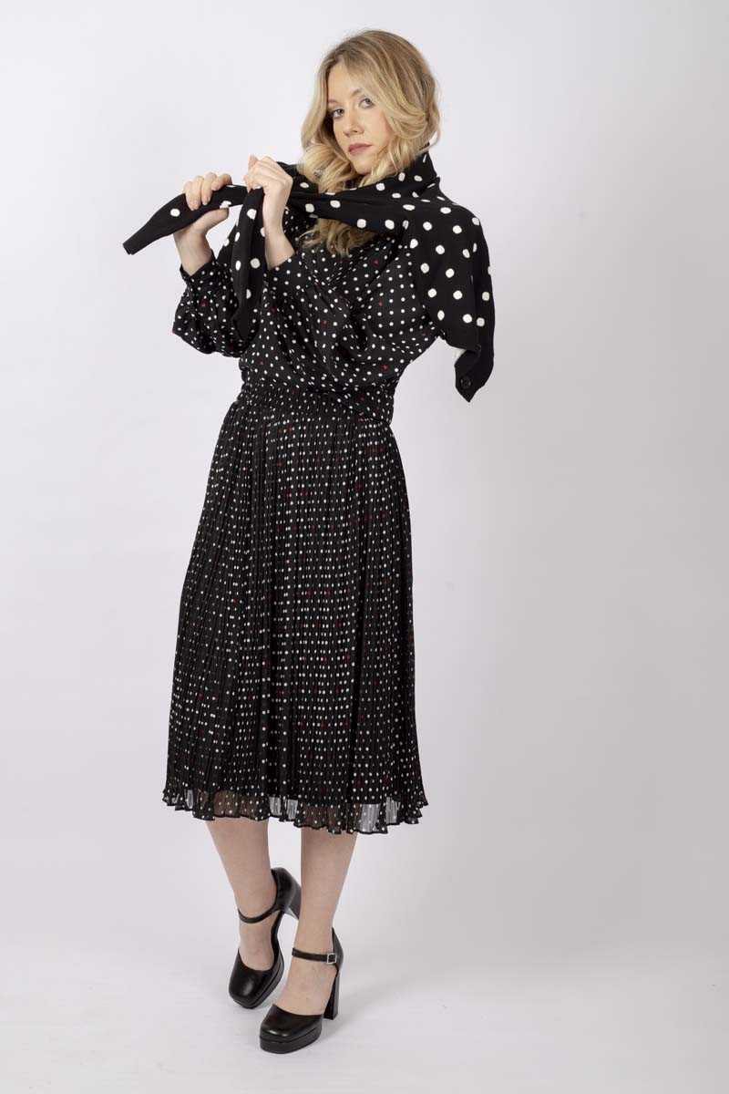 Brianza Black Polka dot fluid blouse