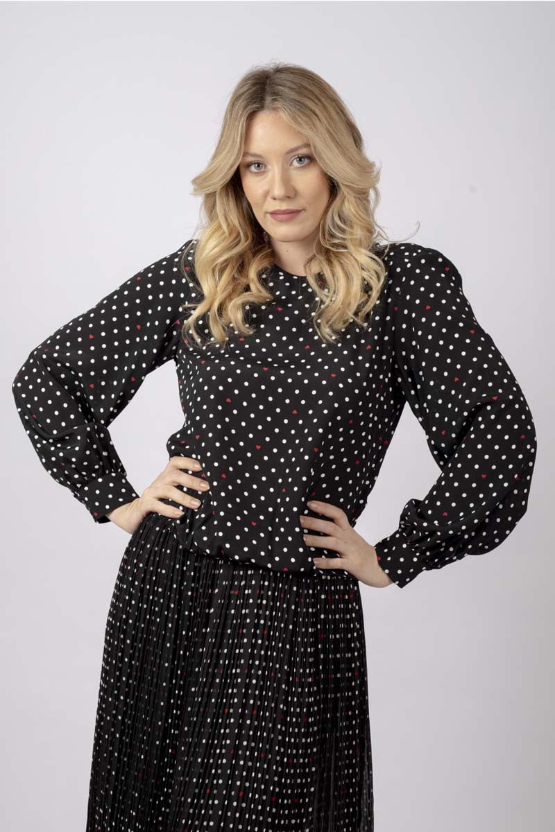 Brianza Black Polka dot fluid blouse