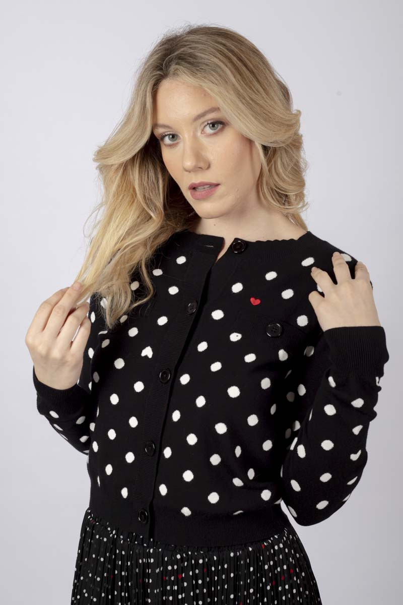 Eccelso black polka dot jersey jacket