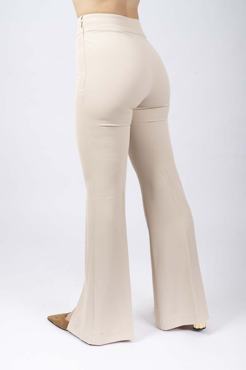 Ivory flare pants with slit