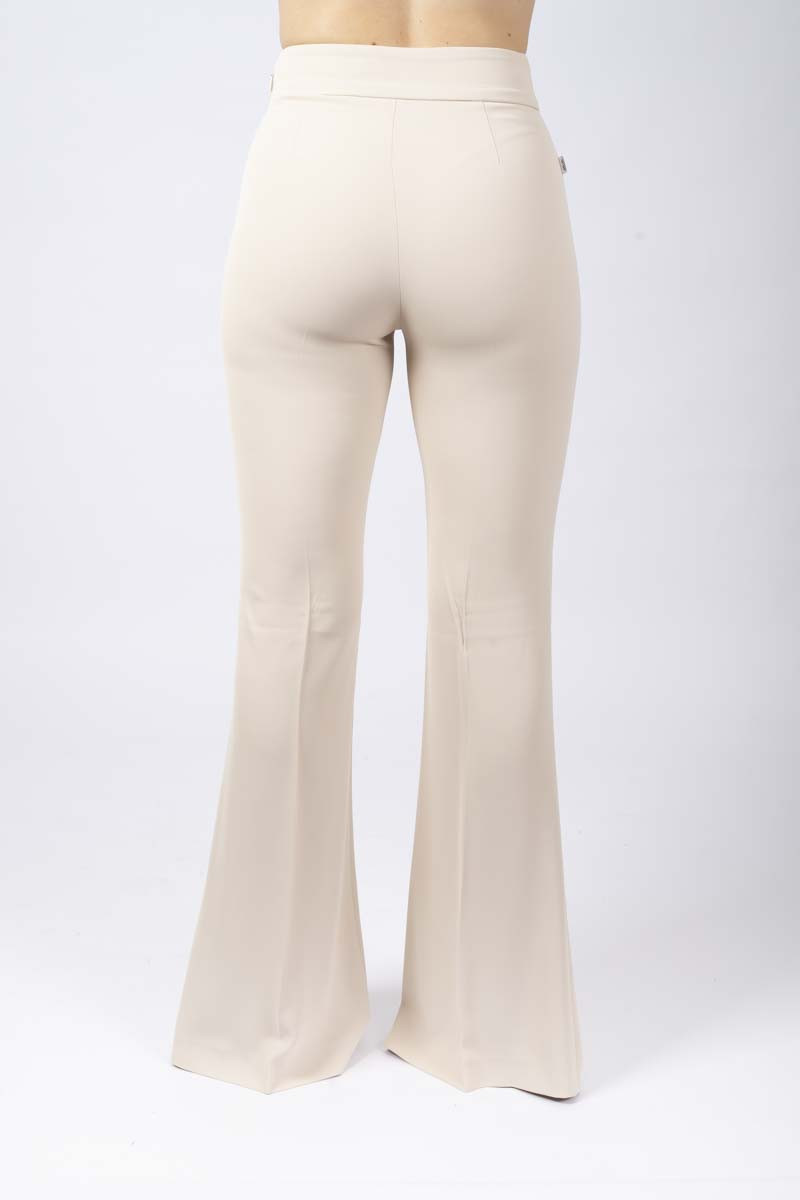 Ivory flare pants with slit