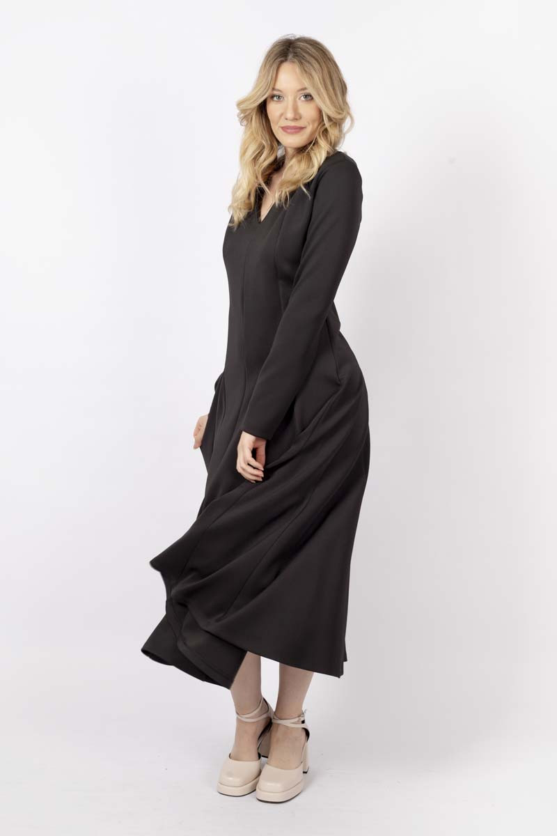 Black flared maxi dress