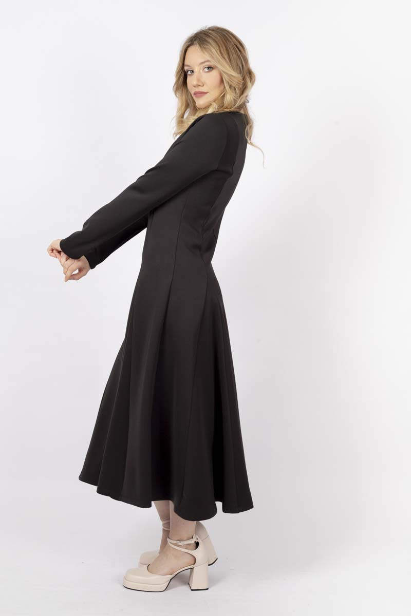 Black flared maxi dress