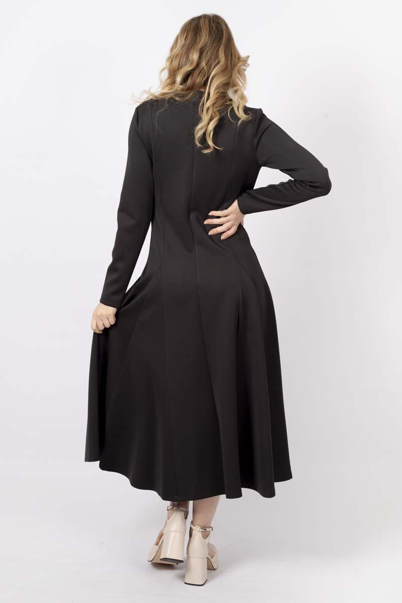 Black flared maxi dress