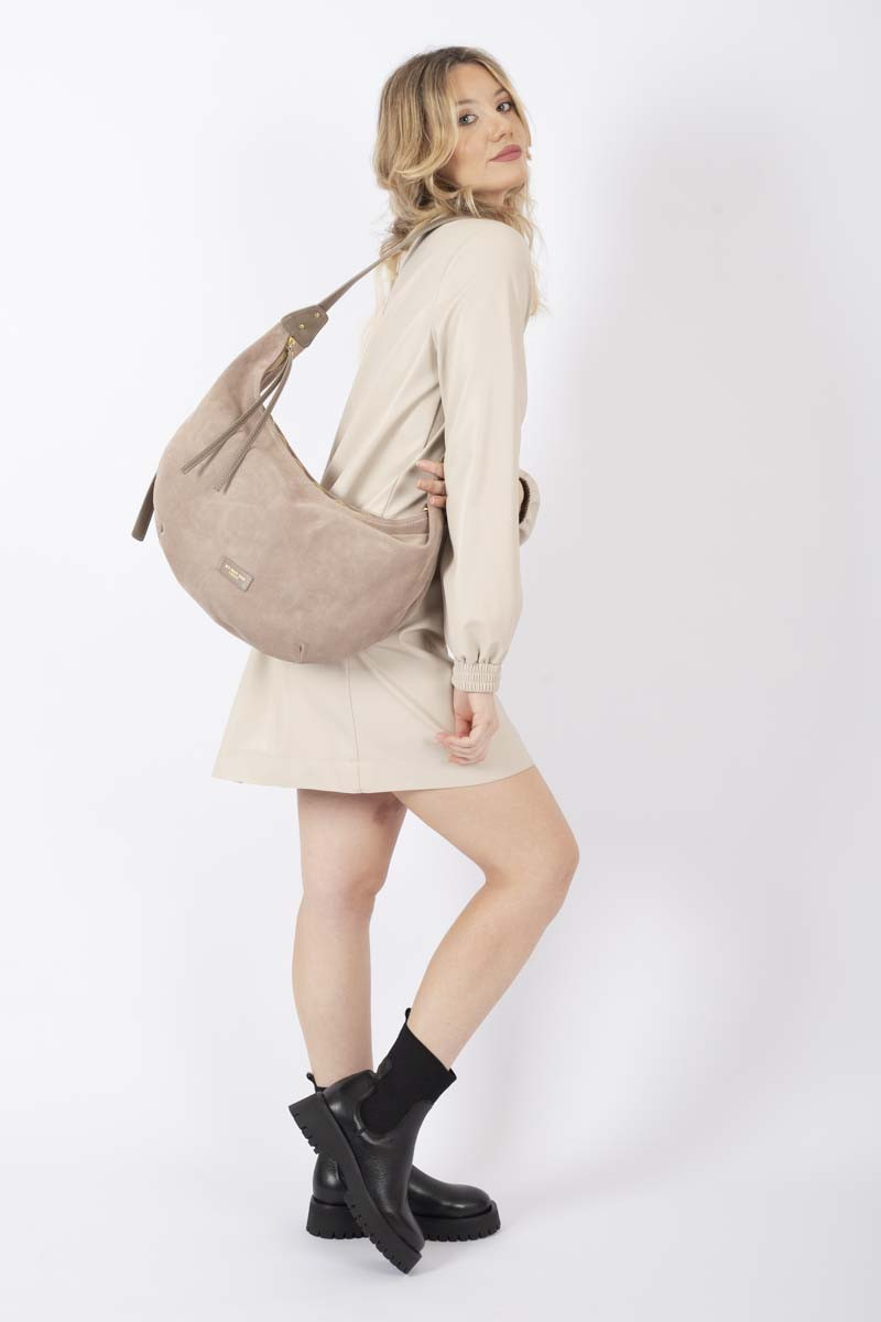 Taupe half-moon bag