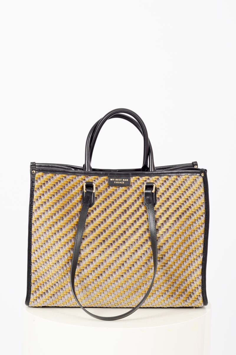 Gold jacquard handbag